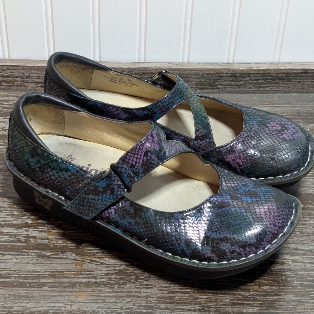 Alegria Women's Multicolor Dayna Snakeskin Leather Mary Jane Comfort Clog Size39